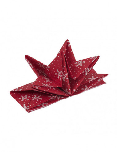 DIFFUSION 572492 Serviette origami en papier rouge motif flocon blanc (x12) - 60 x 40 cm