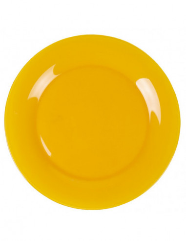 DIFFUSION 527390 Assiette ronde plate Luminarc unie jaune moutarde Zana - Ø26 x H.1,6 cm