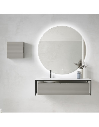 OTTOFOND FARGO1300GA-CG Ensemble meuble de salle de bain suspendu FARGO gris aloé poudré - L.1300 x P.460 x H.360 mm