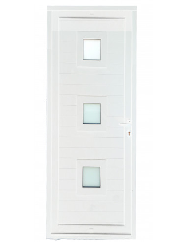 ALU Porte aluminium avec hublots carrés L.900 x 2200 mm Droite blanc