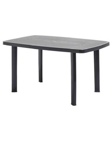 DIFFUSION 605244 Table de jardin rectangulaire VIVA 6 personnes gris foncé - 137 x 72 x 85 cm, plastique