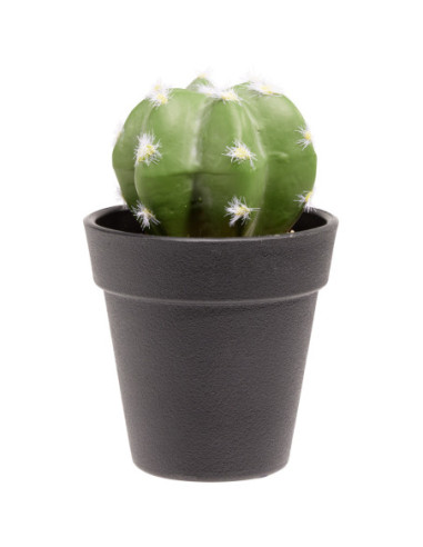 DIFFUSION 604752 Cactus en boule artificiel vert et blanc - Ø7,5 x H.15 cm