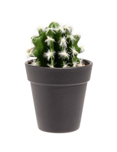 DIFFUSION 604757 Cactus boule piquante artificiel vert et blanc - Ø7,5 x H.15 cm