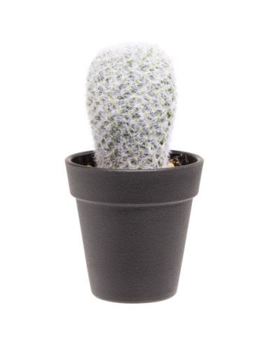 DIFFUSION 604762 Cactus allongé artificiel vert et blanc - Ø7,5 x H.15 cm