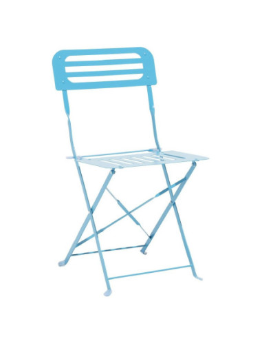DIFFUSION 601716 Chaise de jardin RIO pliante en métal bleu - 41 x 45 x 82 cm