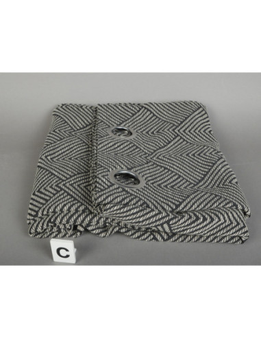 DIFFUSION 453007 Rideau à œillets Jacquard motif géométrique noir et blanc - 260 x 140 cm