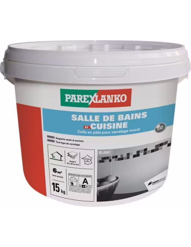 PAREX LANKO 2553 Colle en pâte pour carreaux de salle de bain et cuisine - 15 kg