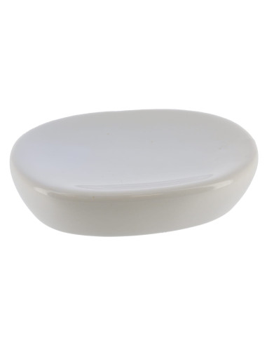 TENDANCE 6492100 Porte savon ovale en dolomite blanc - 12,5 x 9,5 x 3 cm