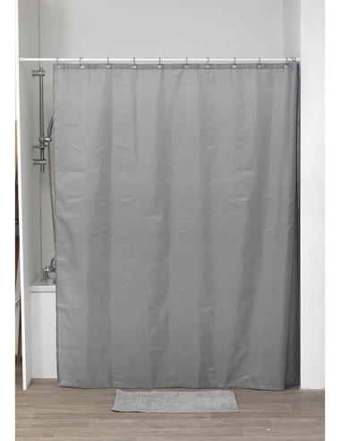 TENDANCE 1204180 Rideau de douche avec anneaux gris - 180 x 180 cm