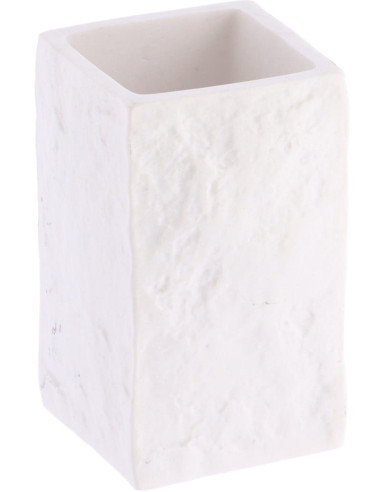 TENDANCE 61120100 Gobelet carré effet pierre blanc - 6,3 x 6,3 x 10,5 cm