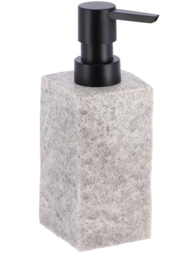 TENDANCE 62120180 Distributeur à savon carré effet pierre gris - 260mL, 6 x 6 x 18 cm
