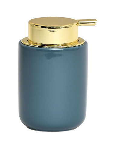 TENDANCE 6292119 Distributeur à savon en dolomite bleu canard doré - 8,3 x 13,1 cm