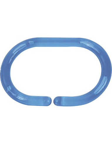 TENDANCE 2201110 Set de 12 anneaux de douche translucide bleu ciel - 4 x 6 cm