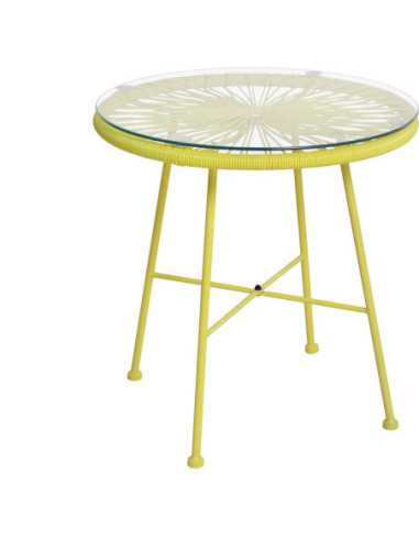 DIFFUSION 601954 Table basse de jardin Urban ronde métal résine jaune - Ø50 x H.52 cm