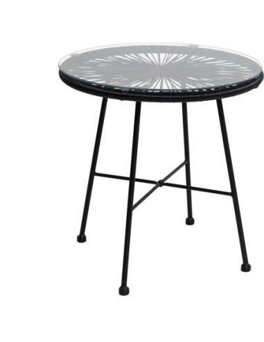 DIFFUSION 601961 Table basse de jardin Urban ronde métal résine noir - Ø50 x H.52 cm