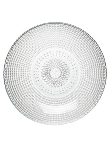 DIFFUSION 581470 Assiette creuse ronde effet relief blanc transparent - Ø21 x 1 cm