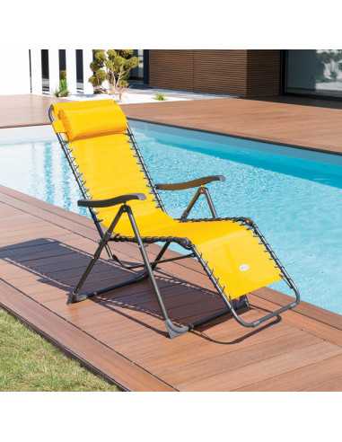 FORNORD 224626 Fauteuil relax PLAYA jaune moutarde - 64 x 176 x H.108 cm