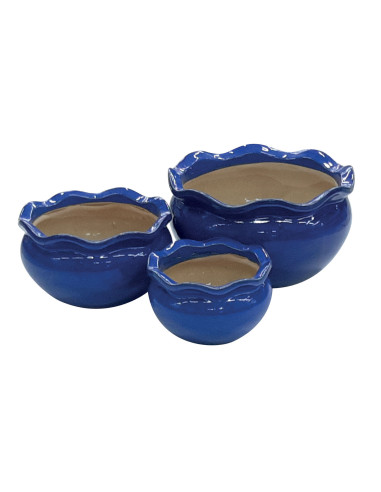 AURORA Pot en céramique bleu glossy brillant - Ø40 x H.25 cm