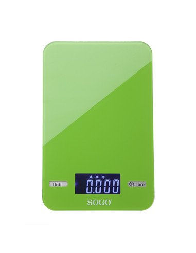 SOGO Balance cuisine électronique rectangle vert claire - 21 x 13,3 x 1,4 cm