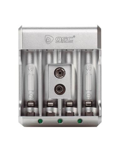 GSC Chargeur pour pile rechargeable AA/AAA/9V