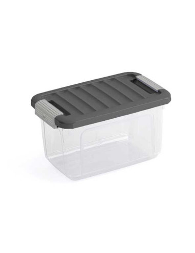 KIS Boîte de rangement en plastique Boîte w box XS transparent/anthracite - 5 L, 28 x 18 x H.16,5 cm