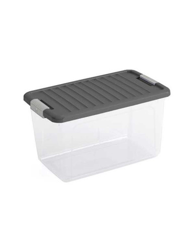 KIS Boîte de rangement en plastique Boîte w box M transparent/anthracite - 29,5 L, 49 x 30 x H.28,5 cm