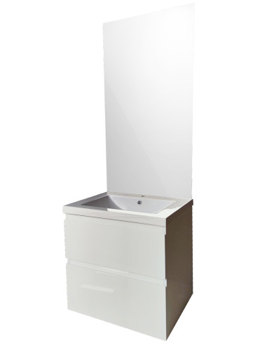 Ensemble meuble de salle de bain avec miroir sans LED A60 blanc - 600 x 450 mm