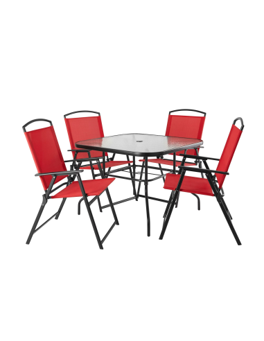 EVENSUN 23010 Ensemble table avec 4 chaises rouge