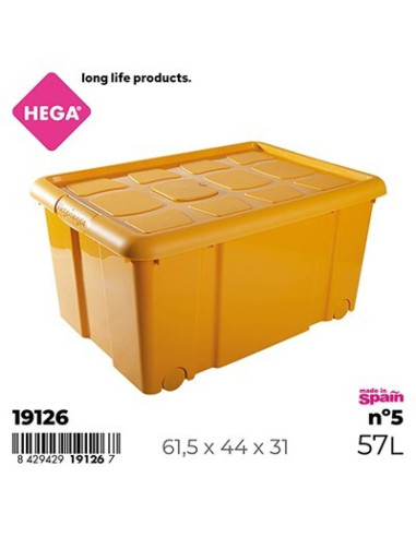 HOGAR 19126 Boîte de rangement nº5 NEW BOX jaune - 61,5 x 44 x 31 cm, 57 L