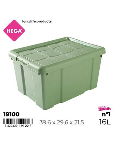 HOGAR 19100 Boîte de rangement NEW BOX nº1 vert - 39,6 x 29,6 x 21,5 cm, 16 L