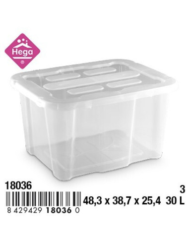 HOGAR 18036 Boîte de rangement BIG BEN n°3 transparent - 48,3 x 38,7 x 25,4 cm, 30 L